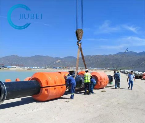 ড্রেজার পাইপলাইনের জন্য কমলা/হলুদ নলাকার HDPE পাইপ ফ্লোটার DN1100